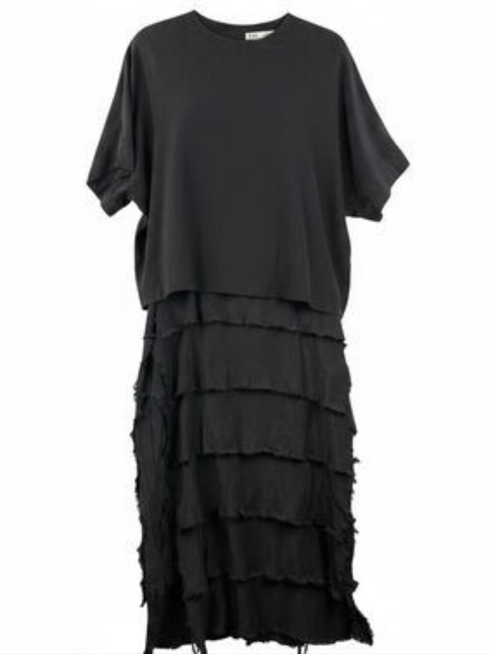 Zara Black Matte Satin Avant Scandi Ruffle Maxi Dress M